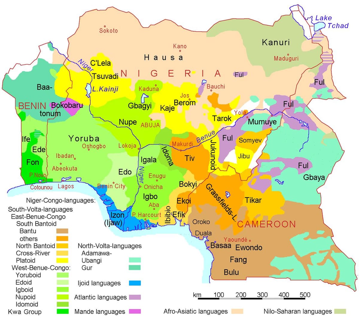 نائیجیریا زبان کا نقشہ