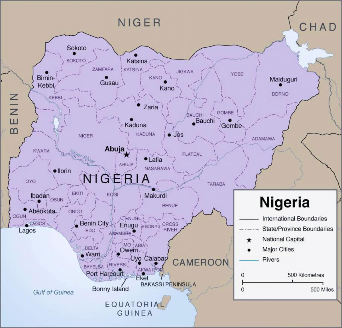 نقشہ کے تفصیلی نائیجیریا