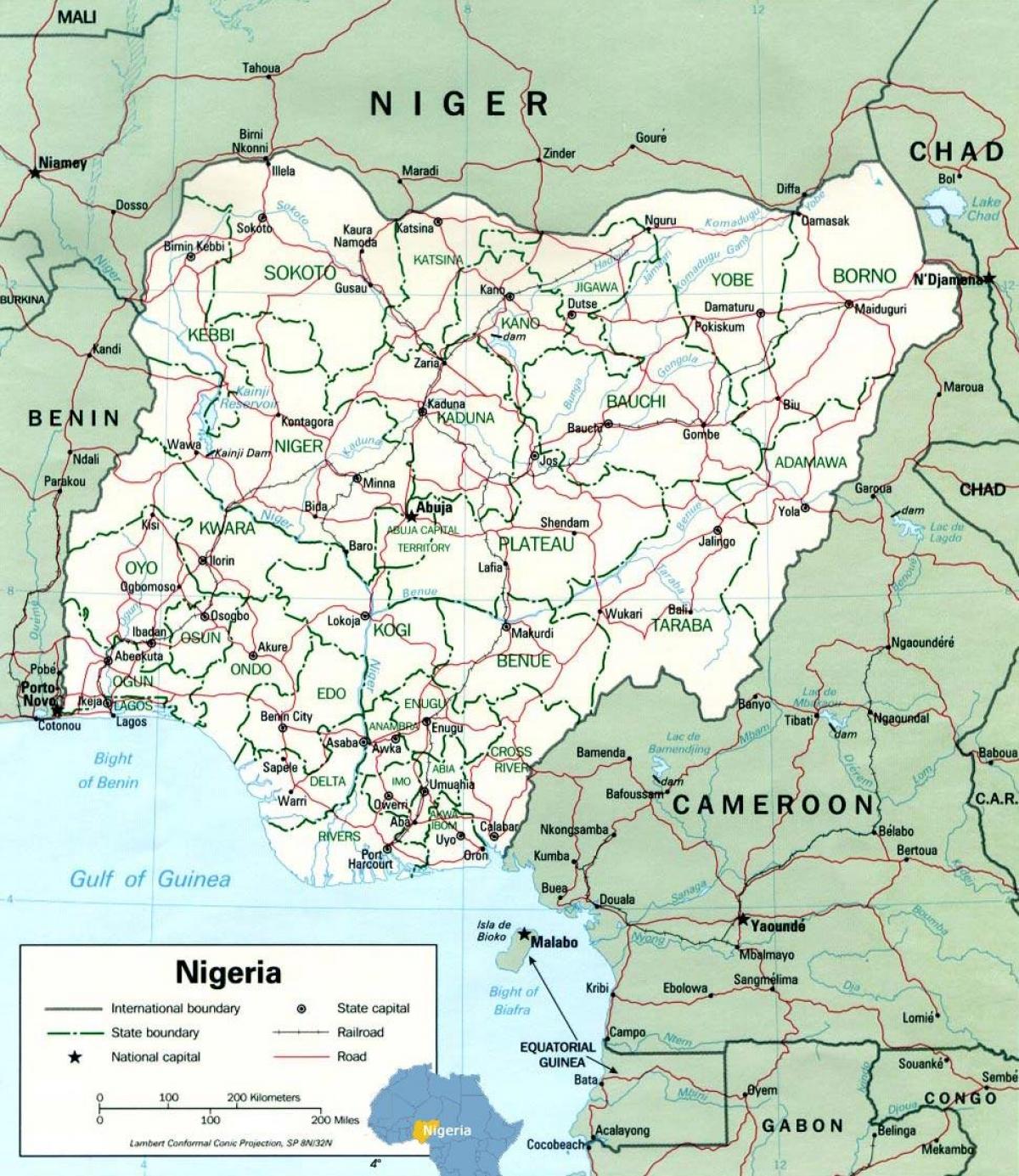 لاگوس نائجیریا افریقہ کا نقشہ