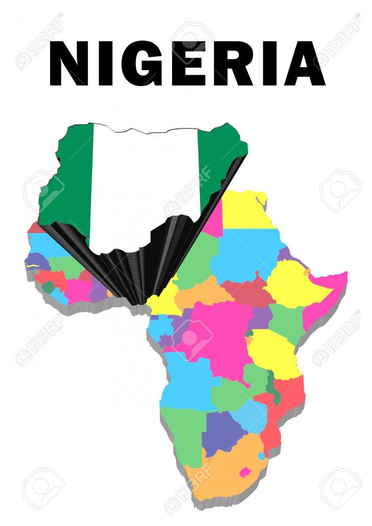 نقشہ افریقہ کے ساتھ نائیجیریا روشنی ڈالی
