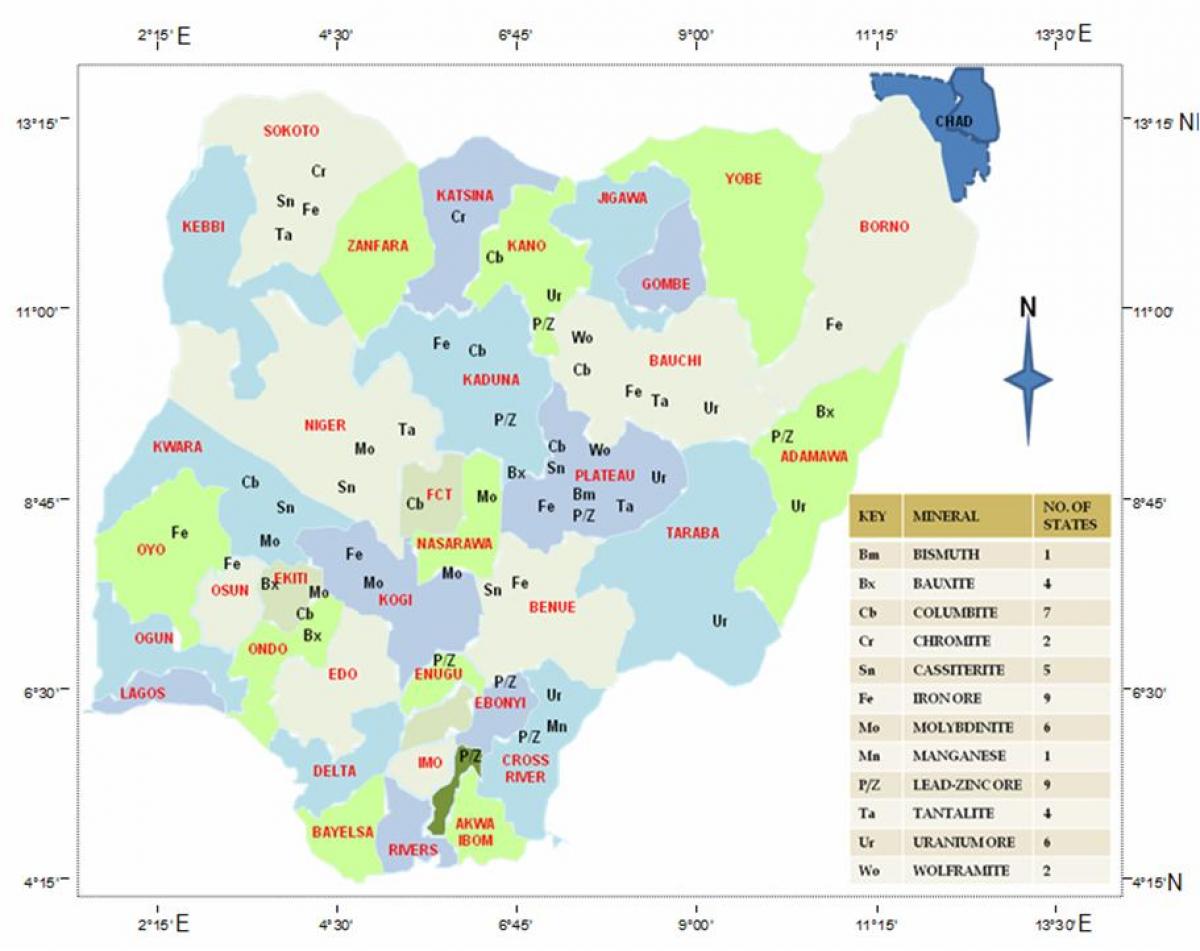 نائیجیریا قدرتی وسائل کا نقشہ