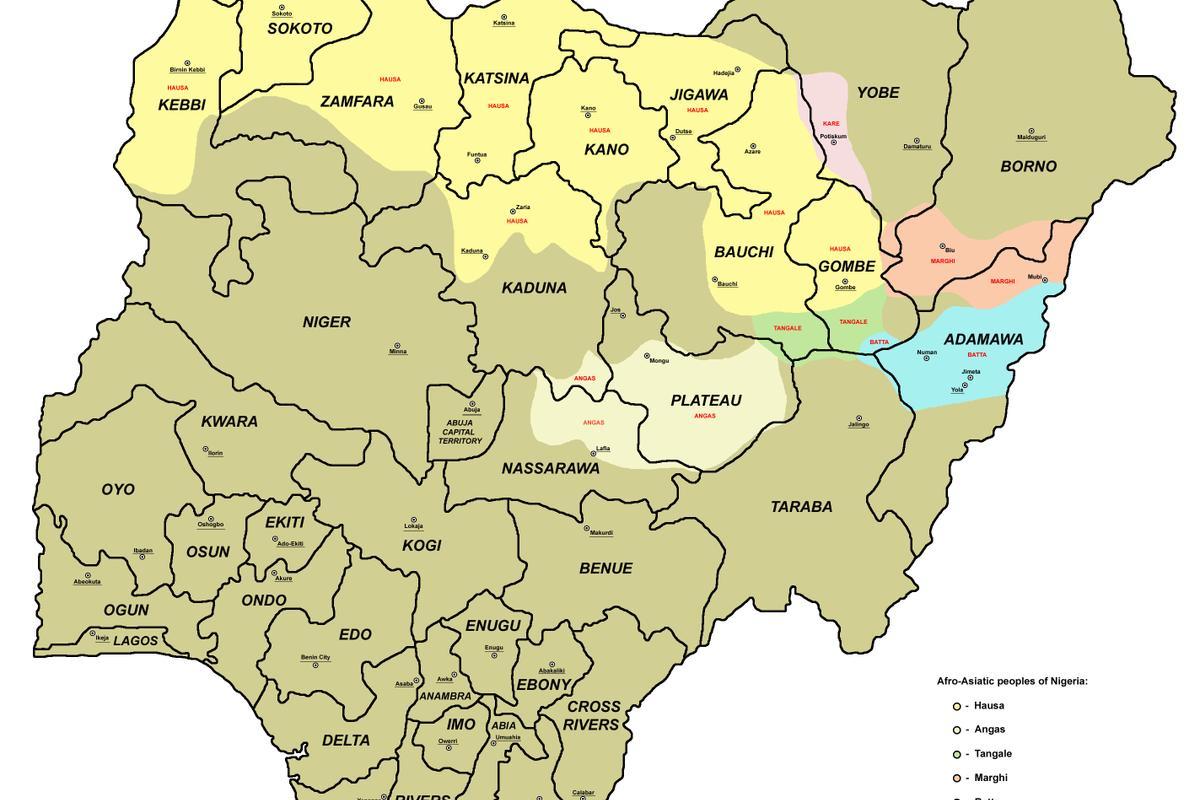 نقشہ نائیجیریا کے ساتھ 36 امریکہ