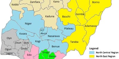 نقشہ نائیجیریا کے دکھا جغرافیائی زون