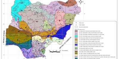 نقشہ نائیجیریا کے دکھا مختلف پودوں زون